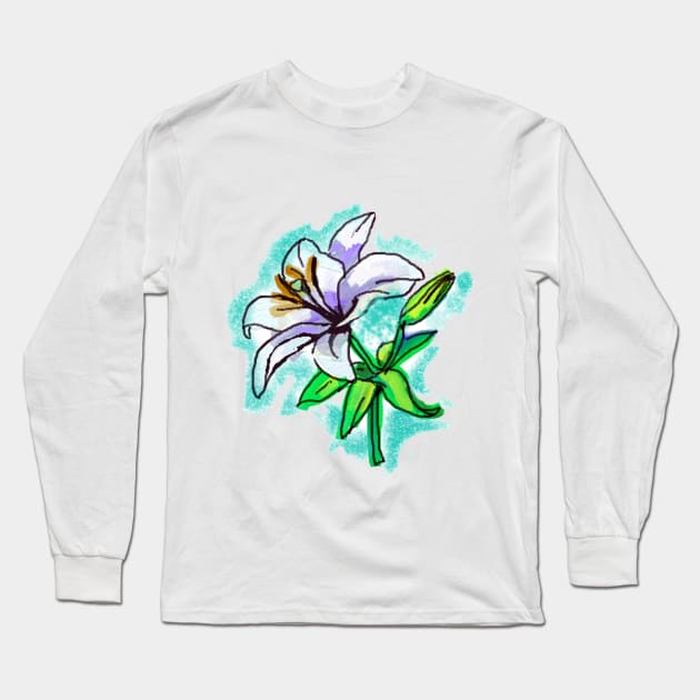 white lily art Long Sleeve T-Shirt by lalanny